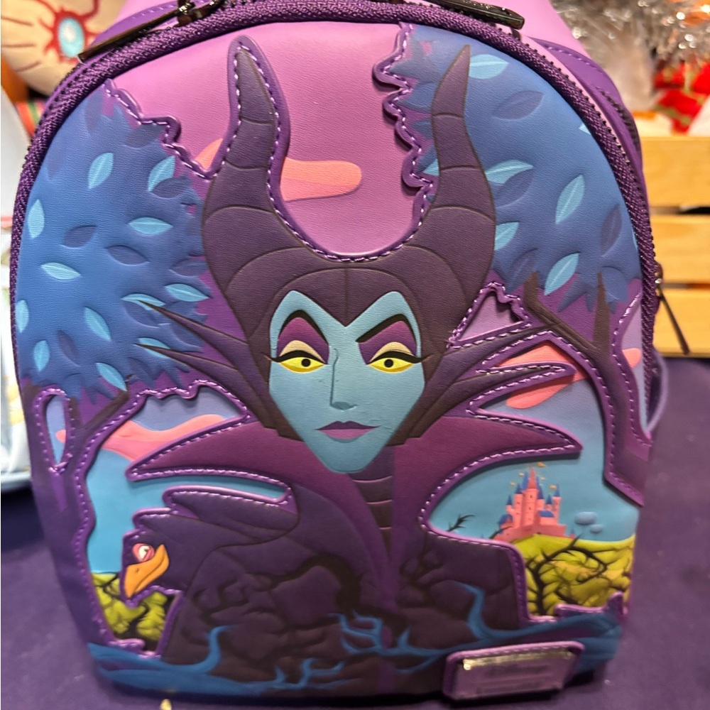 Loungefly Purple and Blue Maleficent Backpack - Picture 1 of 2